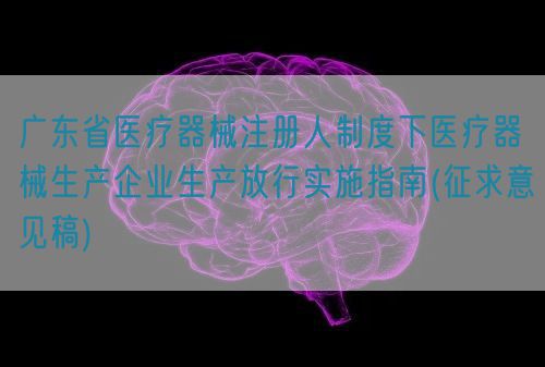 廣東省醫(yī)療器械注冊人制度下醫(yī)療器械生產(chǎn)企業(yè)生產(chǎn)放行實施指南(征求意見稿)(圖1)